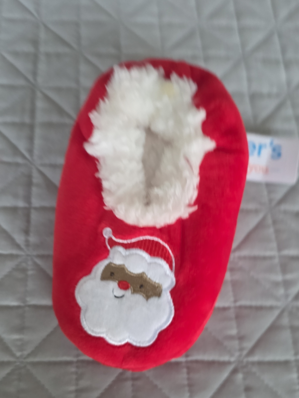 Carter's Red Santa Plush Slipper with White Faux-Fur Cuff